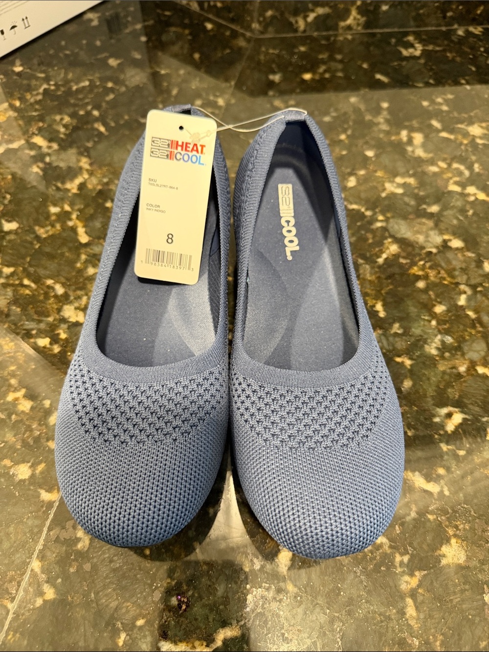 32 Degrees Knit Slip-On Ballet Flats - Denim Blue